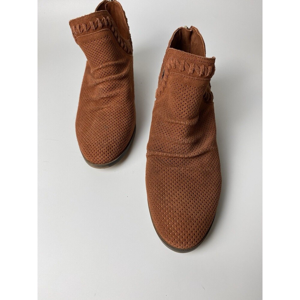 Vince Camuto Women’s Zip Up Rust Boots 11 M Laser Cut Boho Ankle Comfort Booties